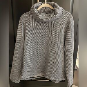 J. Crew Black and White Herringbone Cowlneck Sweater